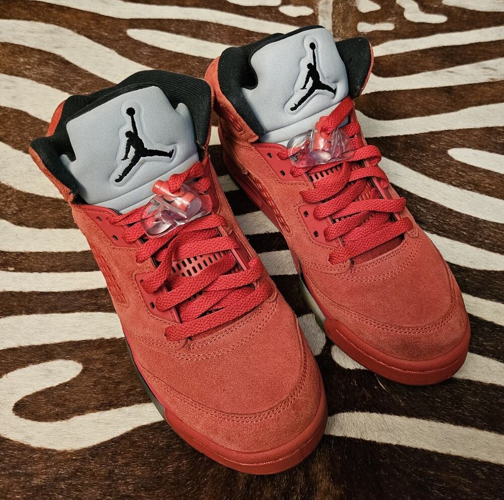 Nike Air Jordan 5 Retro Red Suede 2017 Youth Size 7Y